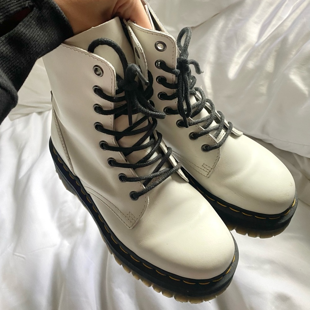 Dr Marten Jadon white platform boots